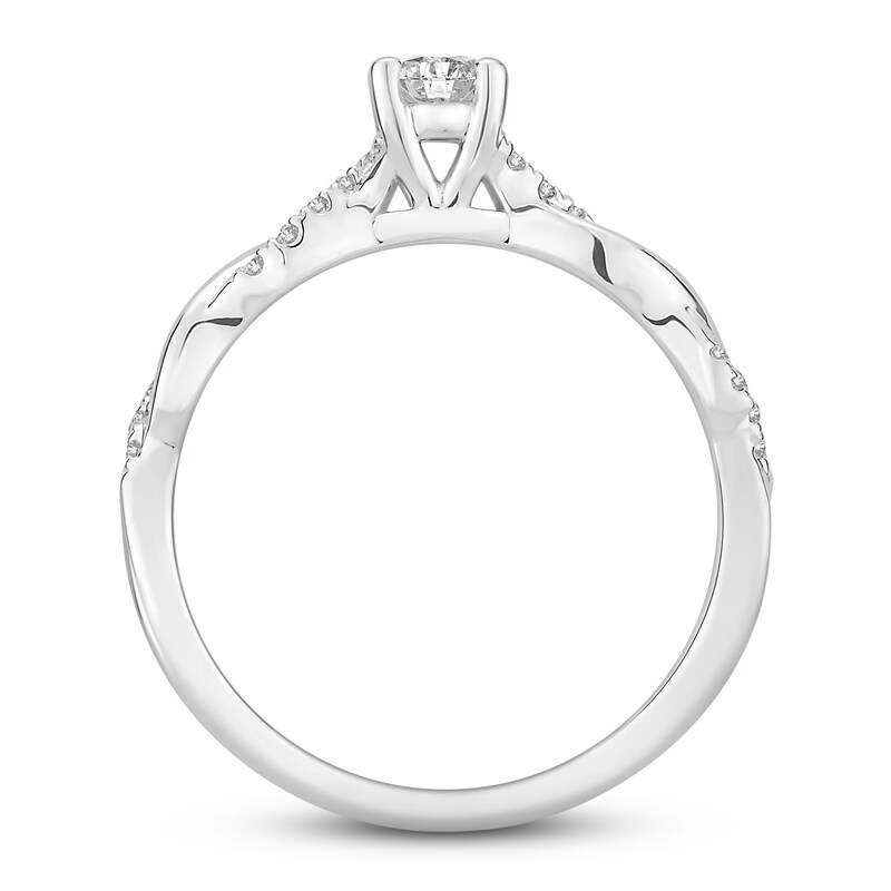 Diamond Engagement Ring 1/2 ct tw Round & Oval 14K White Gold