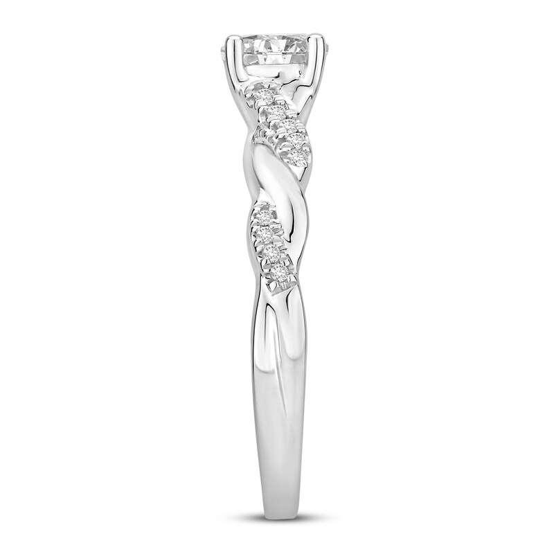 Diamond Engagement Ring 1/2 ct tw Round & Oval 14K White Gold