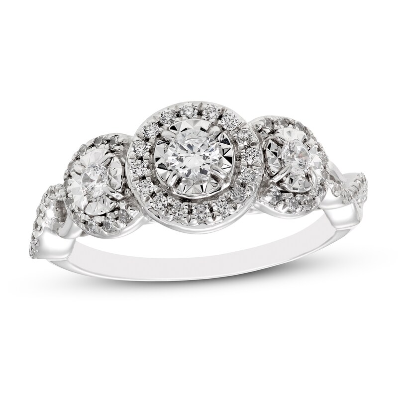 Diamond Engagement Ring 1/2 ct tw Round-cut 10K White Gold