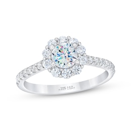 THE LEO First Light Diamond Round-Cut Flower Halo Engagement Ring 1 ct tw 14K White Gold