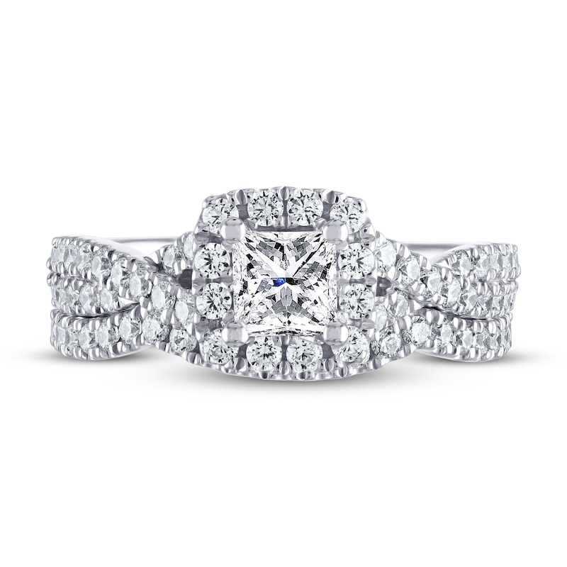 THE LEO Diamond Bridal Set 1 ct tw Princess & Round 14K White Gold