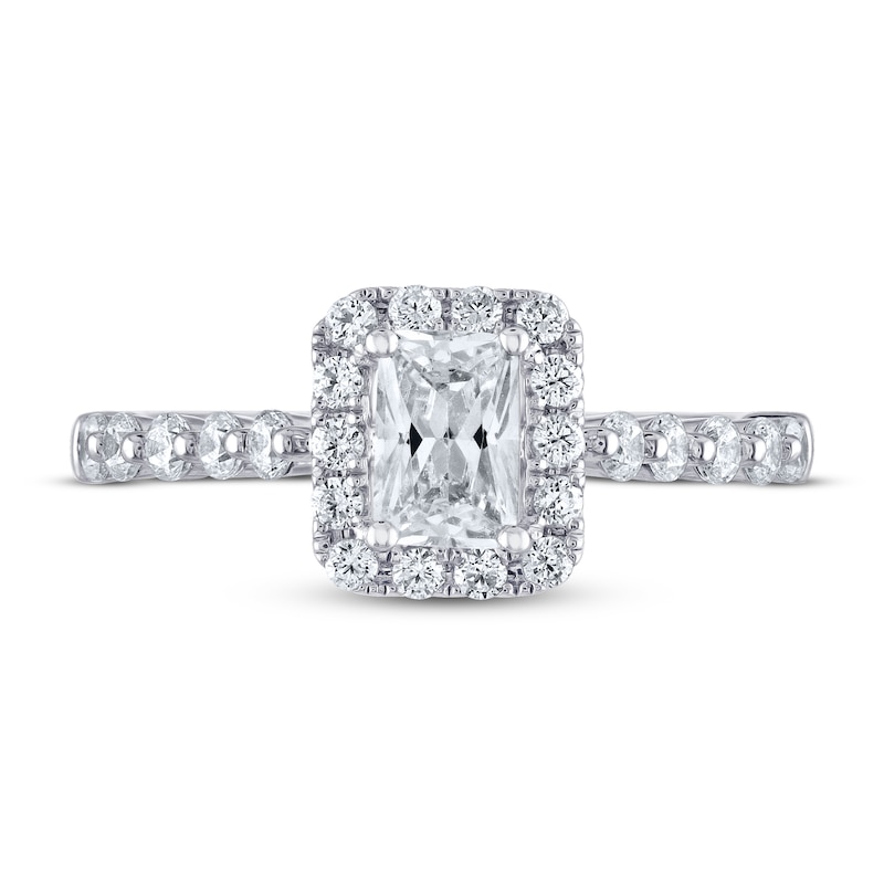 THE LEO Diamond Engagement Ring 1-1/8 ct tw Emerald & Round-cut 14K White Gold
