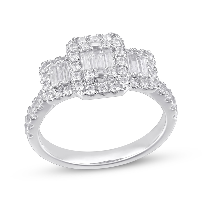 Diamond Engagement Ring 1 ct tw Baguette/Round 14K White Gold