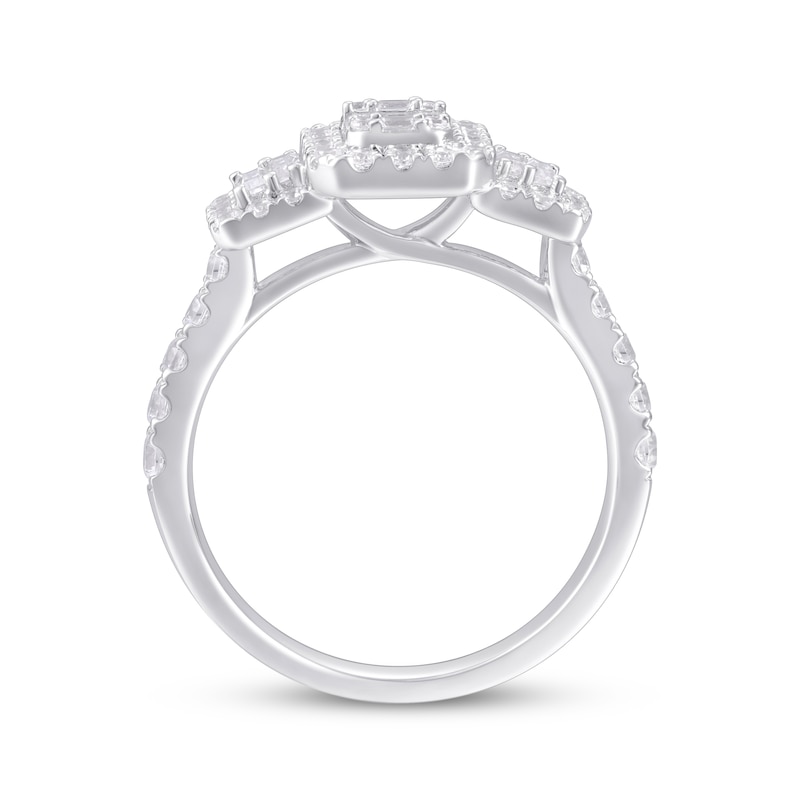Diamond Engagement Ring 1 ct tw Baguette/Round 14K White Gold