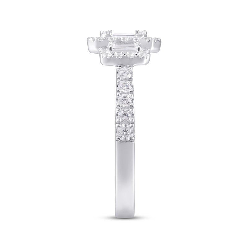 Diamond Engagement Ring 1 ct tw Baguette/Round 14K White Gold