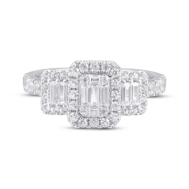 Diamond Engagement Ring 1 ct tw Baguette/Round 14K White Gold