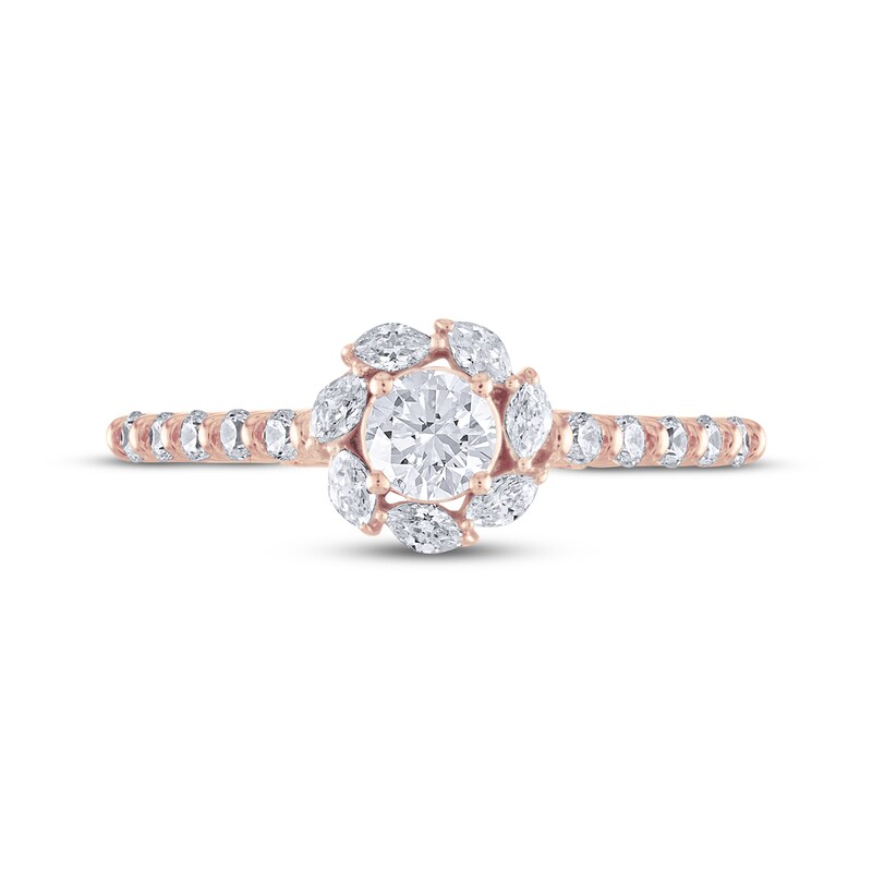 Adrianna Papell Diamond Engagement Ring 5/8 ct tw Round & Marquise 14K Rose Gold