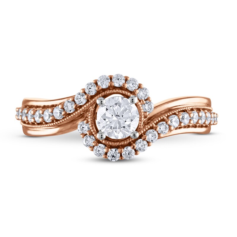 Adrianna Papell Diamond Engagement Ring 5/8 ct tw Round-cut 14K Rose Gold