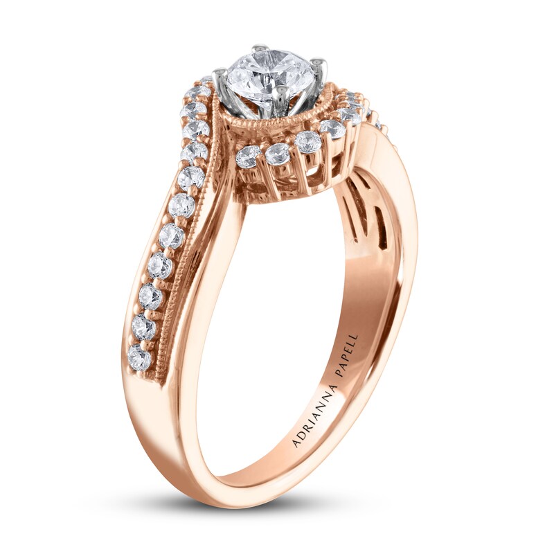 Adrianna Papell Diamond Engagement Ring 5/8 ct tw Round-cut 14K Rose Gold
