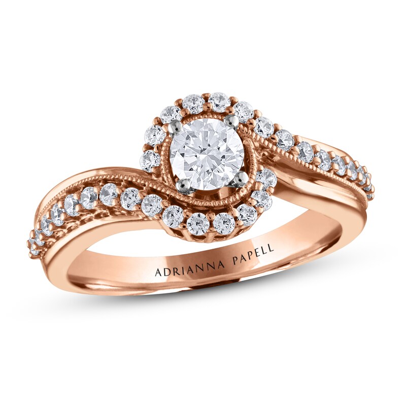 Adrianna Papell Diamond Engagement Ring 5/8 ct tw Round-cut 14K Rose Gold