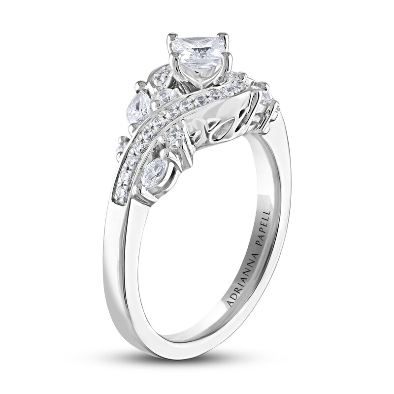 Adrianna Papell Diamond Engagement Ring 7/8 ct tw Princess, Marquise & Round 14K White Gold