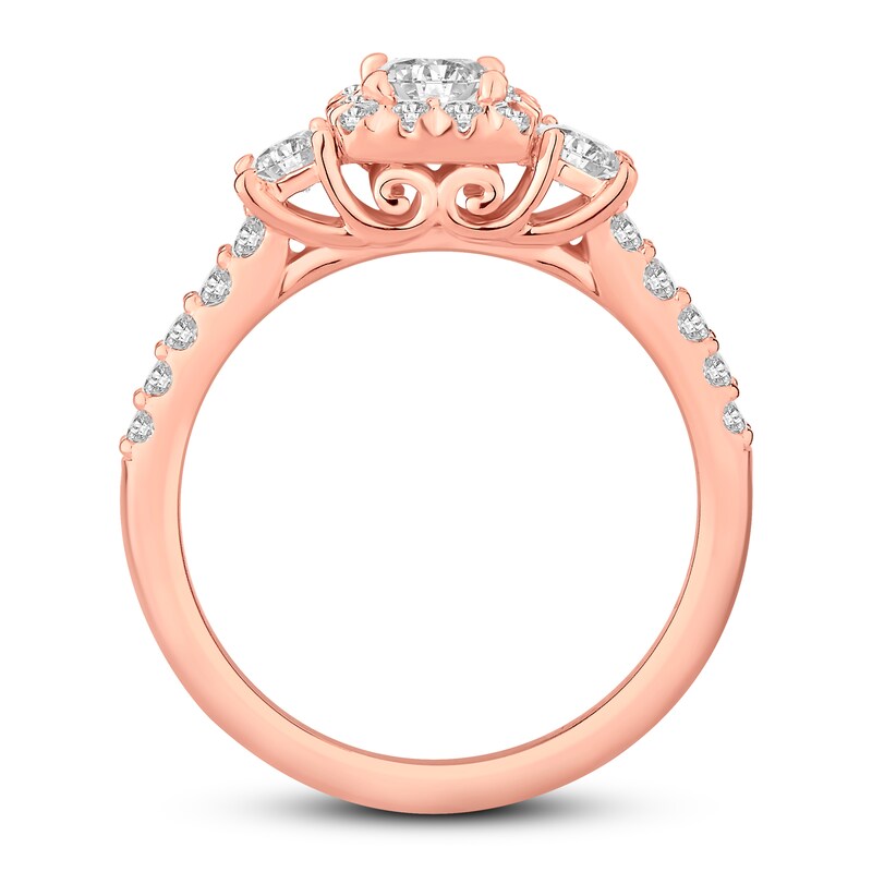 Main Image 2 of Adore Three-Stone Diamond Engagement Ring 1-1/8 ct tw Princess & Round 14K Rose Gold