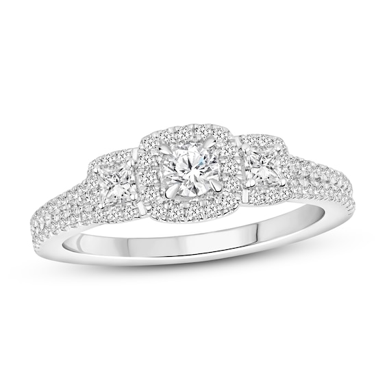 Adore Three-Stone Diamond Engagement Ring 3/4 ct tw Round-cut 14K White Gold
