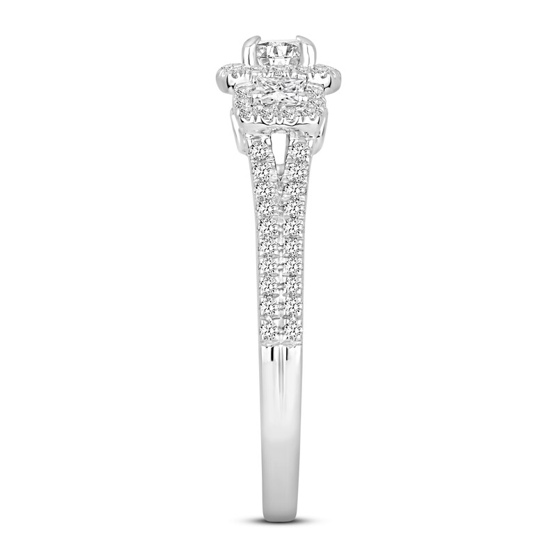 Main Image 3 of Adore Three-Stone Diamond Engagement Ring 3/4 ct tw Round-cut 14K White Gold