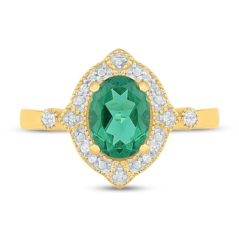 Emerald & Diamond Engagement Ring 1/5 ct tw 10K Yellow Gold