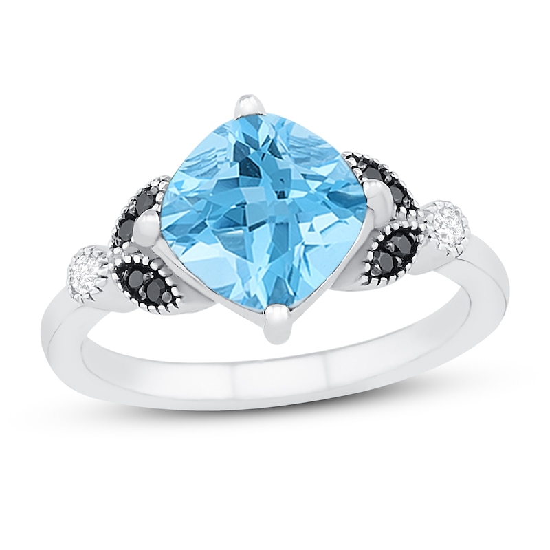 Blue Topaz & Diamond Engagement Ring 1/10 ct tw 10K White Gold | Kay Outlet