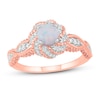 Thumbnail Image 0 of Opal & Diamond Engagement Ring 1/5 ct tw Round-cut 10K Rose Gold