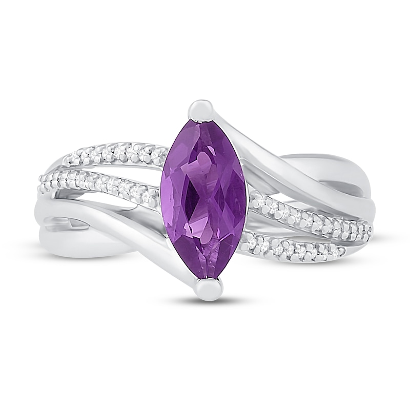 Amethyst & Diamond Engagement Ring 1/8 ct tw 10K White Gold