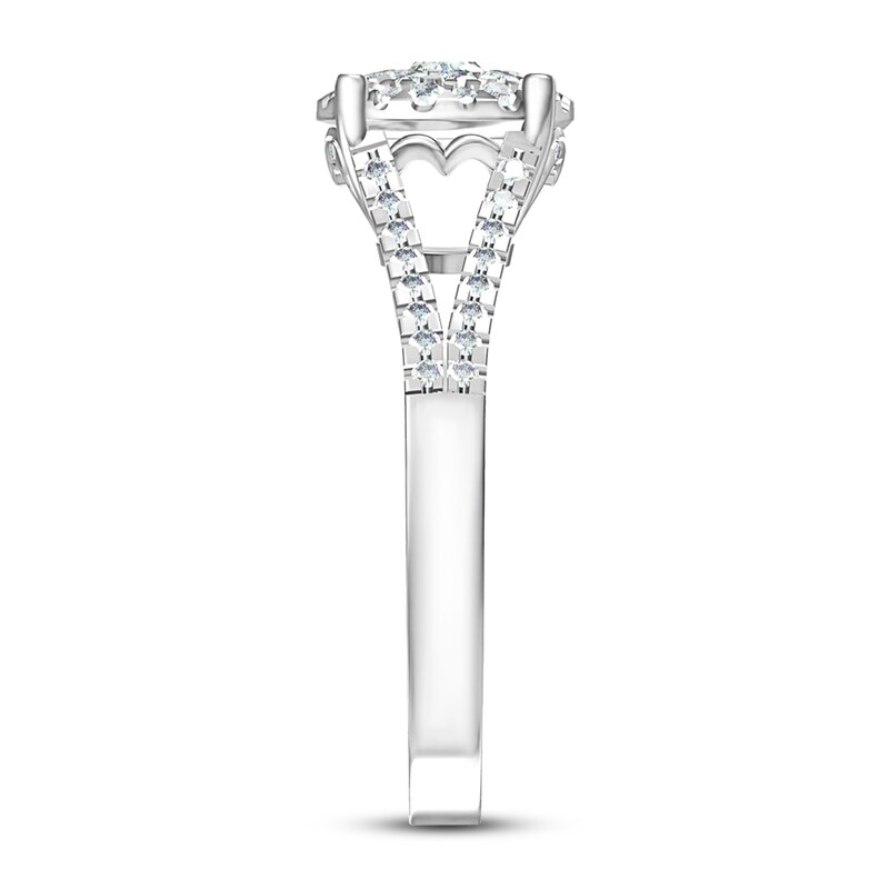 Multi-Stone Diamond Engagement Ring 7/8 ct tw Round-cut 14K White Gold