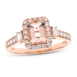 Morganite & Diamond Engagement Ring 1/2 ct tw 14K Rose Gold