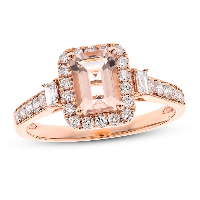 Morganite & Diamond Engagement Ring 1/2 ct tw 14K Rose Gold