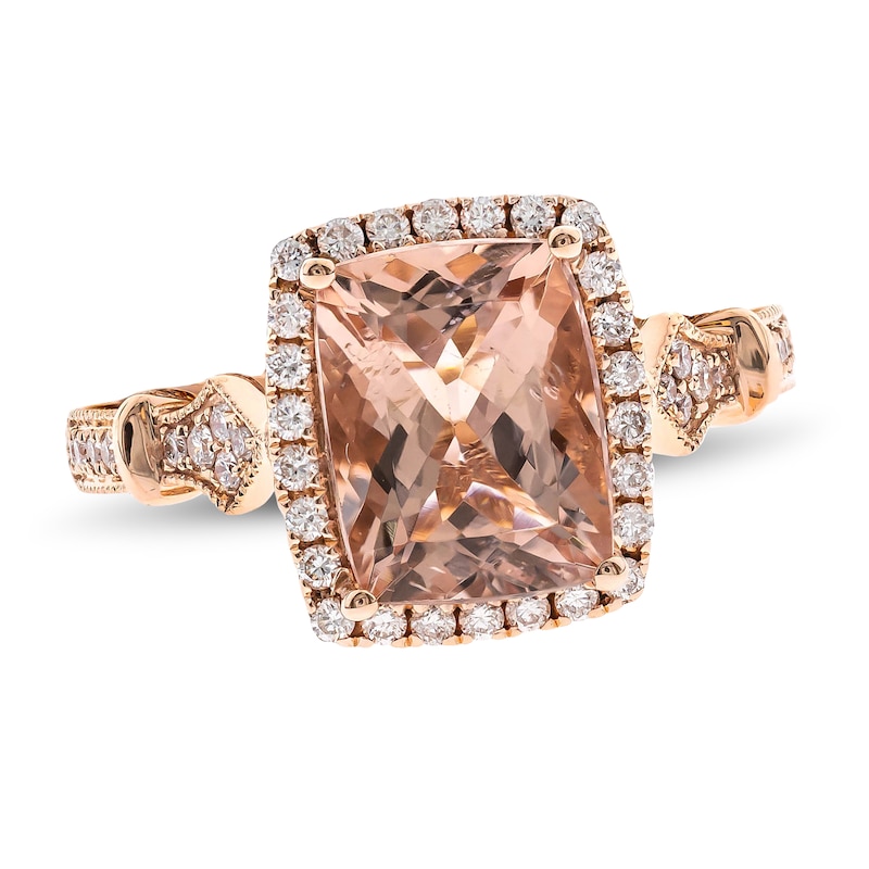 Morganite & Diamond Engagement Ring 1/4 ct tw 14K Rose Gold