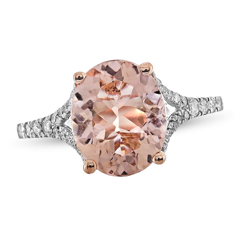 Morganite & Diamond Engagement Ring 1/4 ct tw 14K Two-Tone Gold