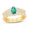 Emerald & Diamond Double Band Bridal Set 3/8 ct tw 10K Yellow Gold