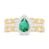 Emerald & Diamond Double Band Bridal Set 3/8 ct tw 10K Yellow Gold