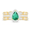 Thumbnail Image 1 of Emerald & Diamond Double Band Bridal Set 3/8 ct tw 10K Yellow Gold