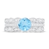 Swiss Blue Topaz & Diamond Double Band Bridal Set 1/3 ct tw Round-cut ...