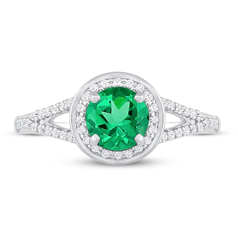 Emerald & Diamond Engagement Ring 1/3 ct tw 10K White Gold