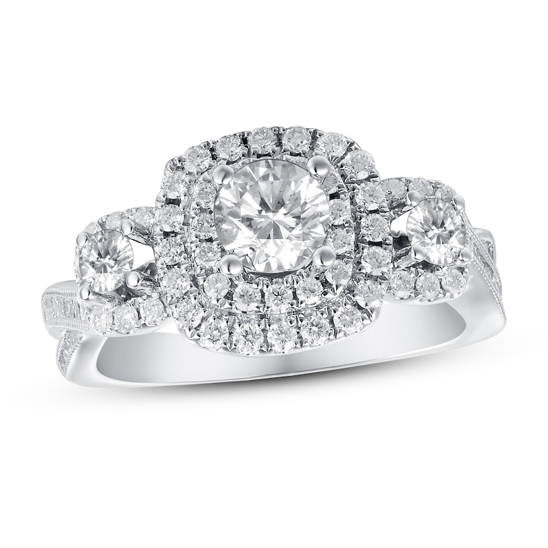 Main Image 1 of Three-Stone Diamond Engagement Ring 1-5/8 ct tw 14K White Gold