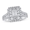 Thumbnail Image 1 of Adore Diamond Engagement Ring 1-3/4 ct tw Emerald & Round 14K White Gold