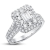 Thumbnail Image 1 of Diamond Engagement Ring 1-3/4 ct tw Emerald & Round 14K White Gold
