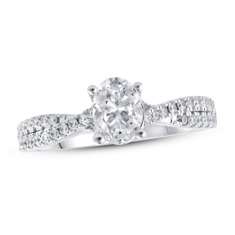 Main Image 1 of Lab-Grown Diamonds Oval-Cut Engagement Ring 1-1/4 ct tw 14K White Gold
