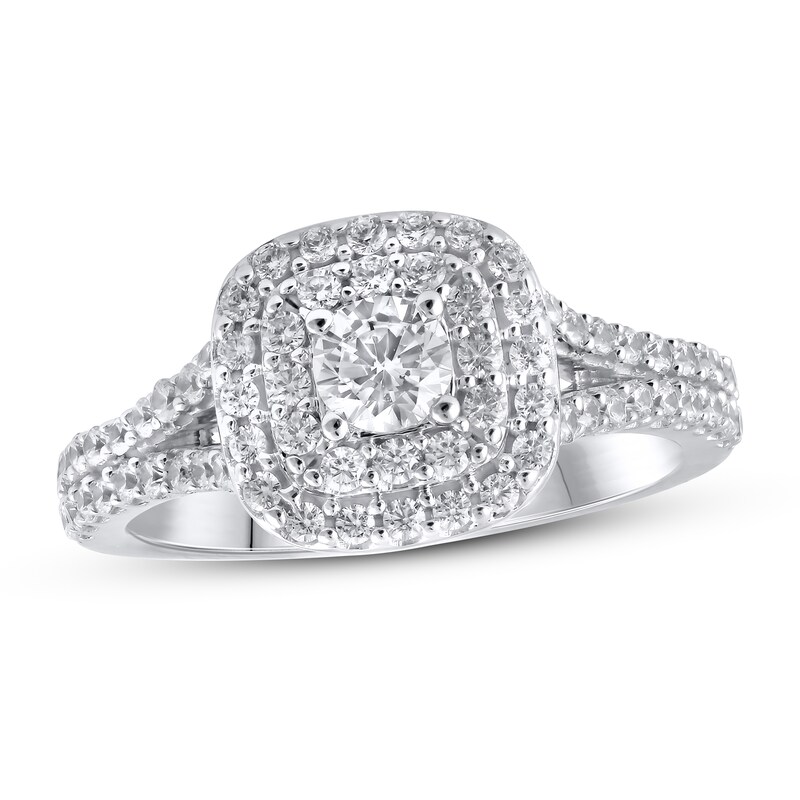 Lab-Created Diamonds by KAY Cushion Frame Engagement Ring 1 ct tw 14K White Gold