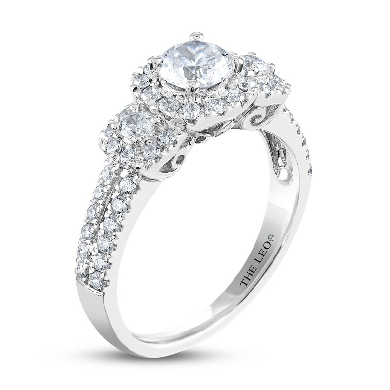 THE LEO Diamond Three-Stone Engagement Ring 1 ct tw Round-cut 14K White Gold