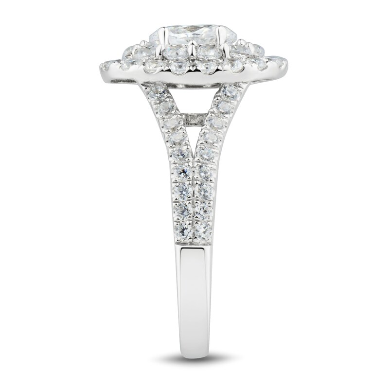 Diamond Engagement Ring 1-7/8 ct tw Oval & Round 14K White Gold