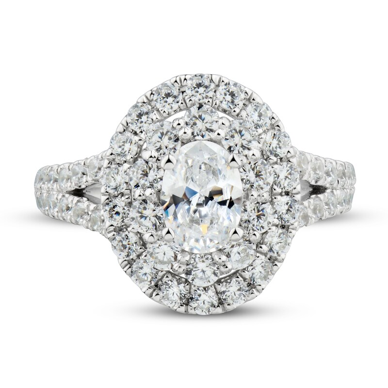Diamond Engagement Ring 1-7/8 ct tw Oval & Round 14K White Gold