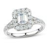 Diamond Engagement Ring 1-3/8 ct tw Emerald & Round 14K White Gold