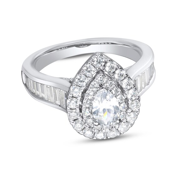 Adore Diamond Engagement Ring 1-7/8 ct tw Pear, Baguette & Round 14K White Gold