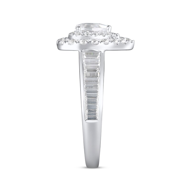 Main Image 2 of Adore Diamond Engagement Ring 1-7/8 ct tw Pear, Baguette & Round 14K White Gold