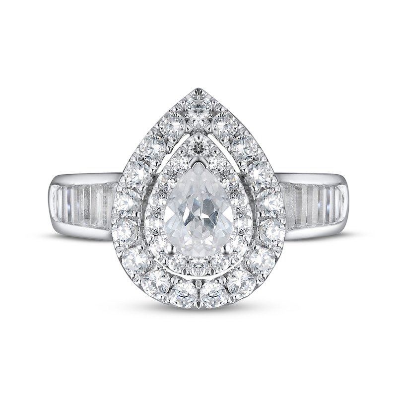 Main Image 4 of Adore Diamond Engagement Ring 1-7/8 ct tw Pear, Baguette & Round 14K White Gold