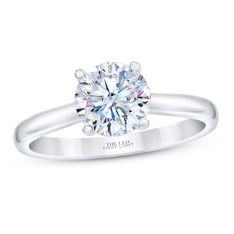 THE LEO First Light Diamond Solitaire Engagement Ring 2 ct tw Round-cut 14K White Gold