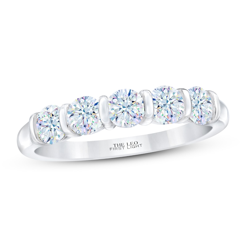 THE LEO First Light Diamond Anniversary Ring 1 ct tw Round-cut 14K White Gold