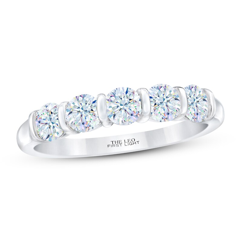 THE LEO First Light Diamond Anniversary Ring 1 ct tw Round-cut 14K White Gold
