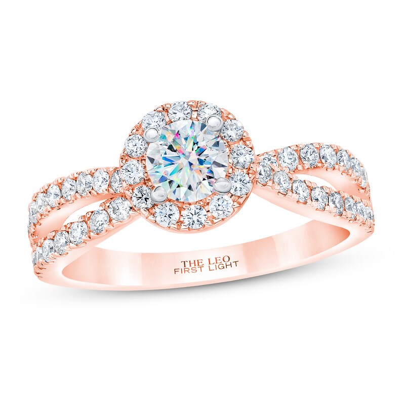 THE LEO First Light Diamond Engagement Ring 7/8 ct tw Round-cut 14K Rose Gold