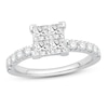 Multi-Diamond Engagement Ring 1-1/2 ct tw Princess & Round 14K White Gold