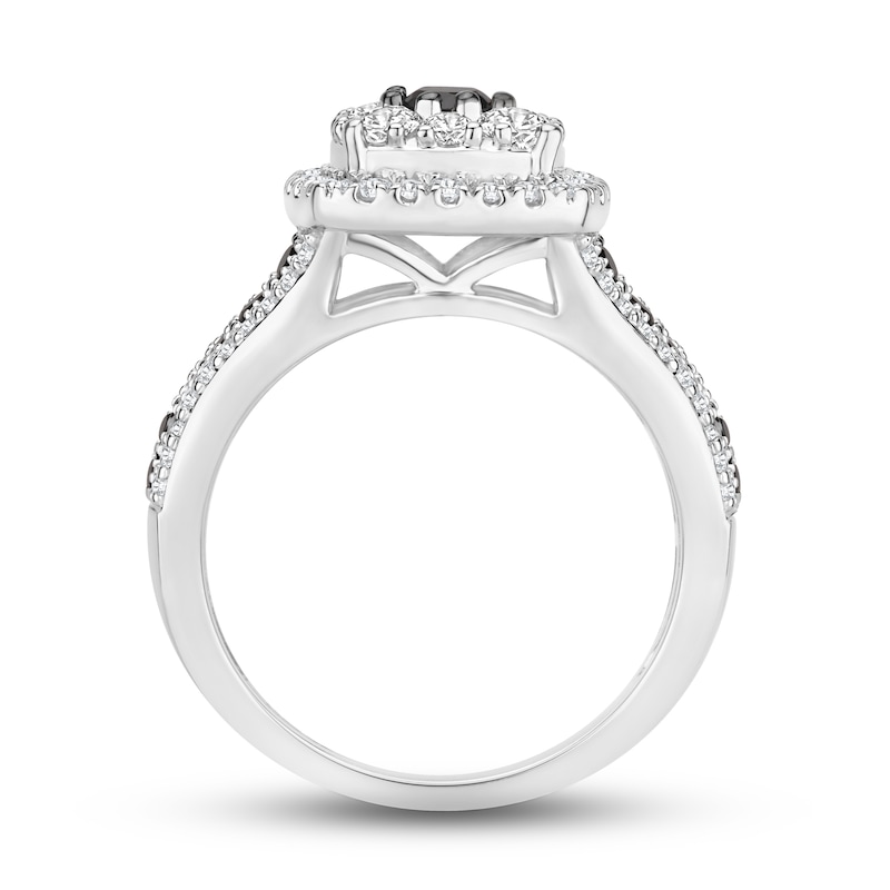 Black & White Diamond Engagement Ring 1-1/4 ct tw Round-Cut 10K White Gold